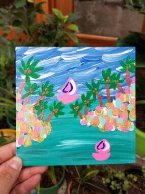 Tropical Island Sailboats Original Art Islands Collection 8 Painting